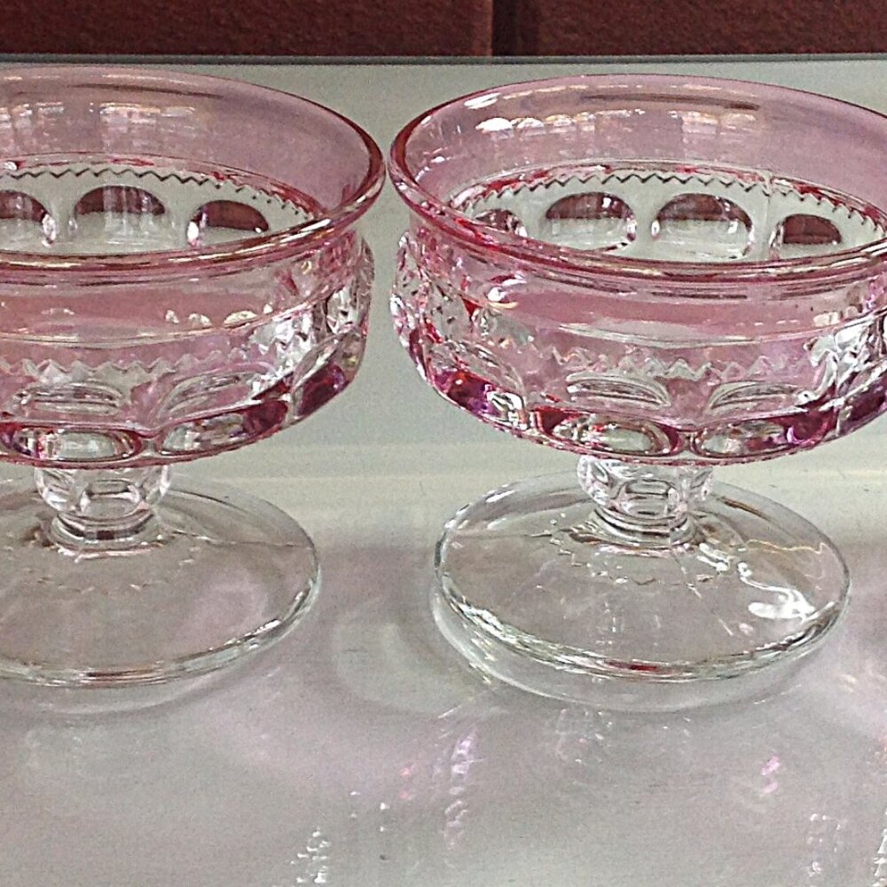 Set of 4 Tiffin-Franciscan Kings Crown flashed Sherbert dish or Desert Bowls